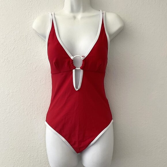 NEW CENTER RING PLUNGE MONOKINI ONE PIECE SWIMSUIT - Picture 2 of 10